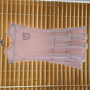 22)Pre-owned Lili Gaufrette, girl's light pink cream like color Ruffle Dress, 12